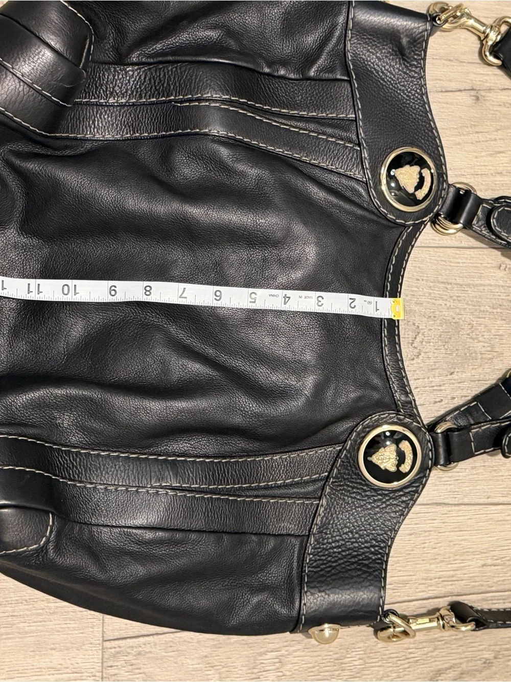 Authentic Gucci Black Leather Shoulder Bag with Gold Hardware